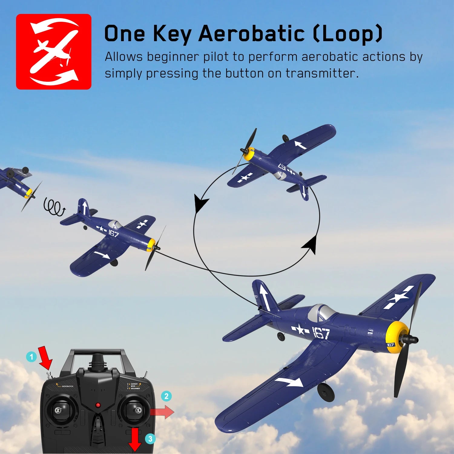 Volantex RC 761-8 RC Airplane, one Aerobatic (Loop) allows beginner pilot to perform aerobatic actions .