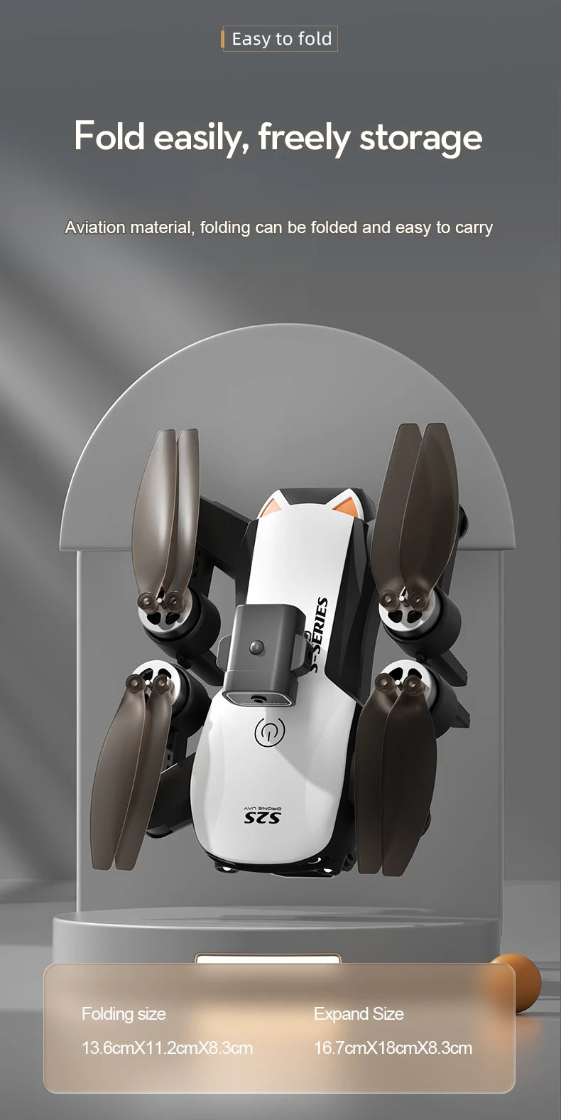 S2S mini drone, easy to fold fold easily, freely storage aviation material, can be folded