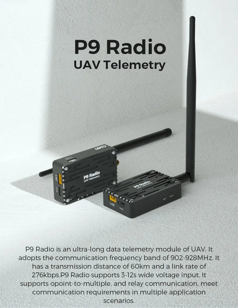 CUAV P9 P900 Radio Telemetry, P9 Radio is an ultra-long data telemetry module of UAV . it