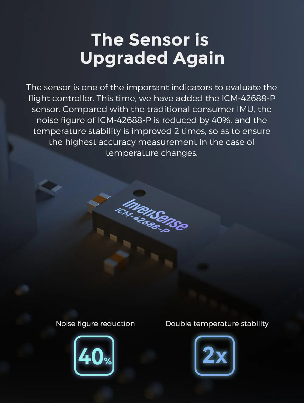 CUAV NEW X7+ PRO Flight Controller - Open Source PX4 ArduPilot FPV RC Drone Quadcopter Pixhawk 11 CUAV NEW X7+ PRO Flight Controller, the noise figure of ICM-42688-P is reduced by 40% . the temperature