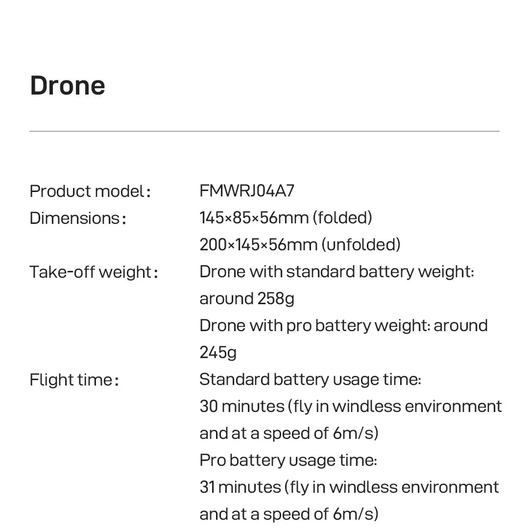 FIMI x8 Mini Drone, Drone with pro battery weight: around 245g Flight time: 30 minutes (fly