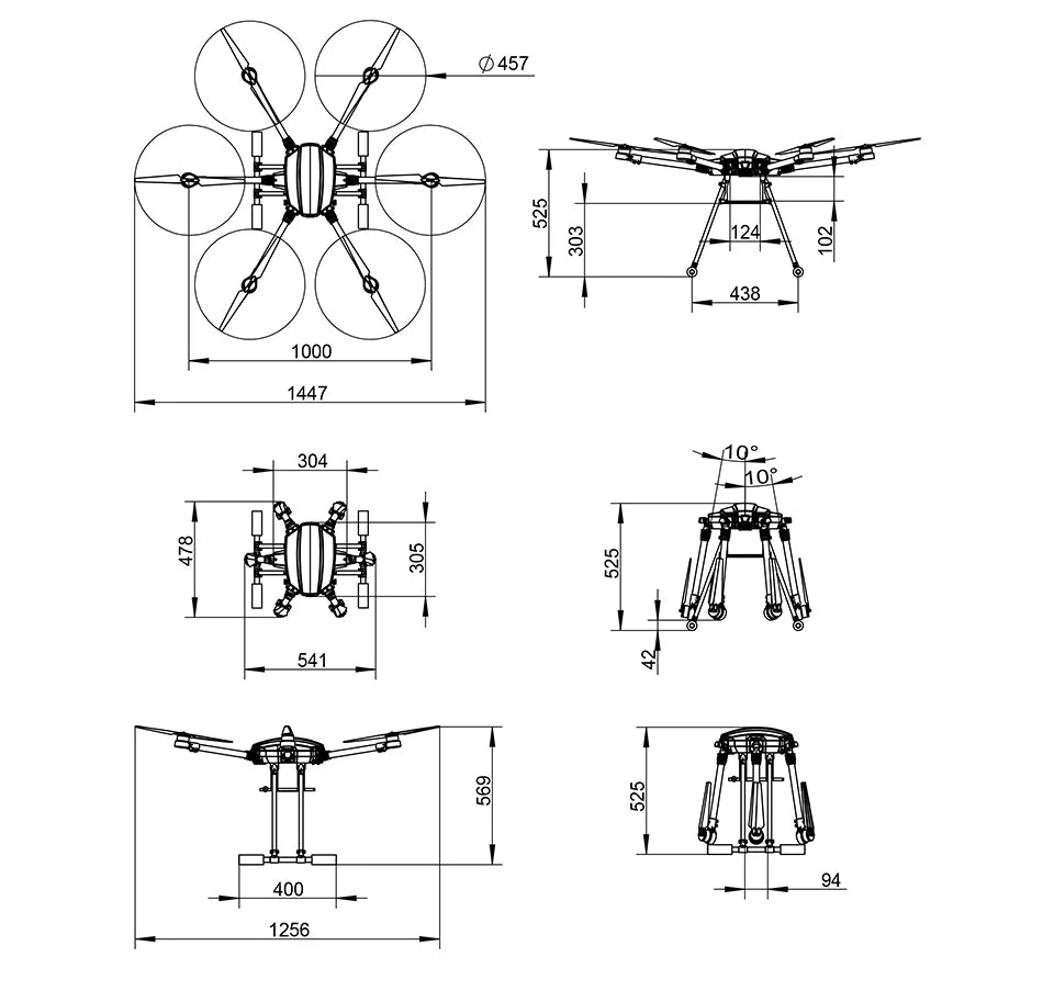 EFT X6100 Industrial Drone, the integrally formed fuselage frame enhances structural integrity