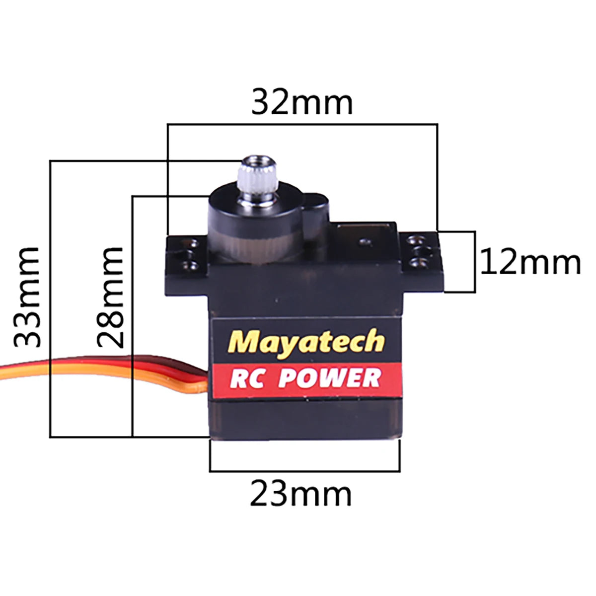 Mayatech MT08MAII Metal Gear Servo, High-precision metal gear servo for RC power systems, 32mm x 12mm in size.