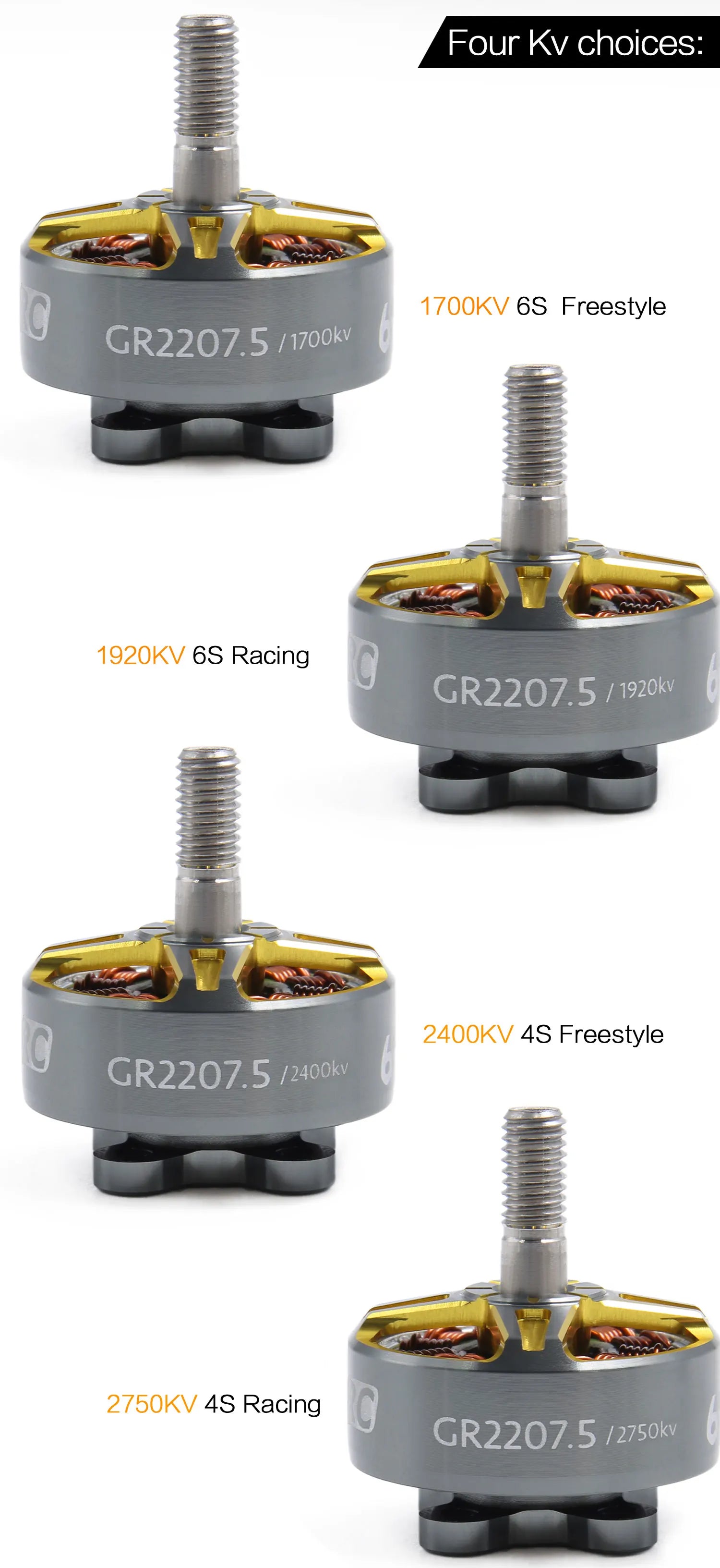 GEPRC GR2207.5 Motor - 1700/1920/2400/2750kv Motor Suitable for RC Helicopters 11 GEPRC GR2207.5 Motor, GEPRC GEP-GR2207.5 1700/1920/2400/2750k