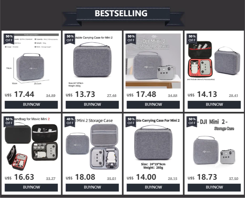 DJI Mini 2 Drone Accessories Portable DJI Mavic Mini 2 Storage Bag Drone Handbag Outdoor Carry Box Case 9 BESTSELLING 50% 50.% plable Camying Case tr Miri 2