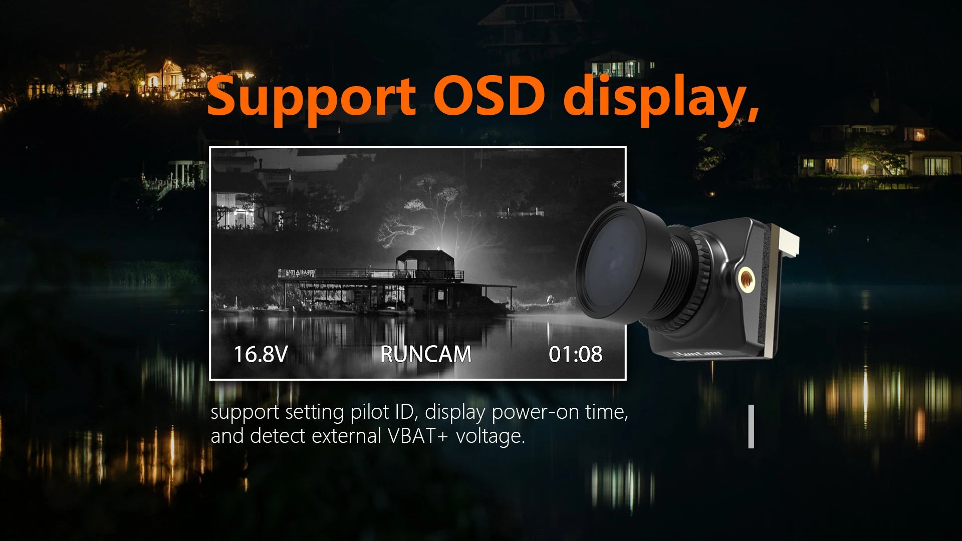 RunCam NightEagle 3 Analog Camera, Support OSD display, 41n138 16.81 RUNCAM 01.08 support setting pilot
