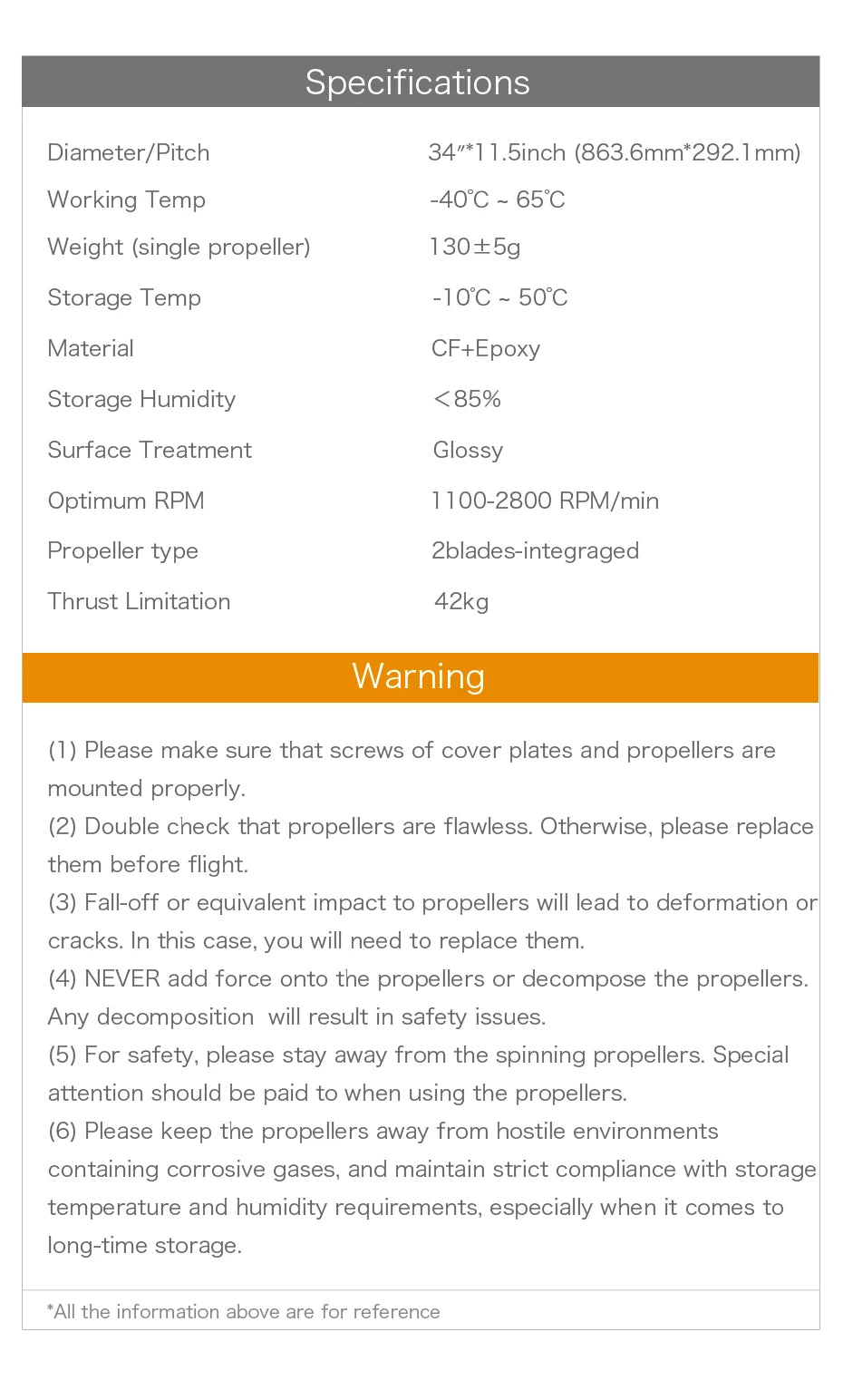 T-Motor G34*11.5" oem heavy lift drone propeller, fall-off or equivalent impact to propellers will lead to deformation or cracks