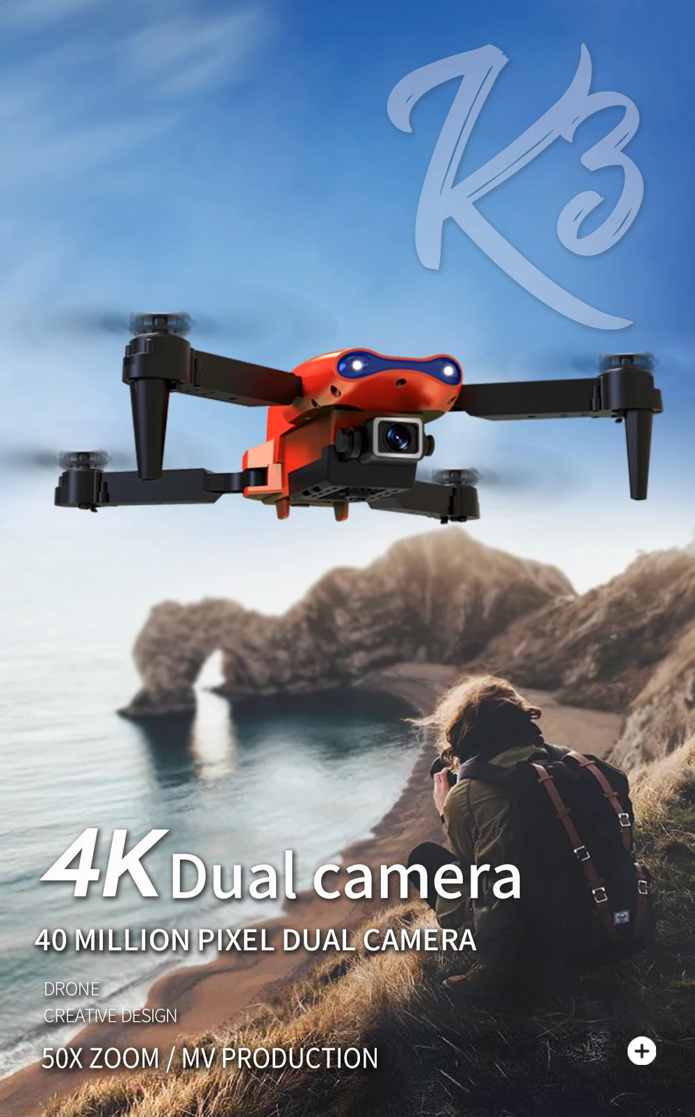 XYRC K3 Mini Drone, k3 4kdual camera 40 million pixel dual camera