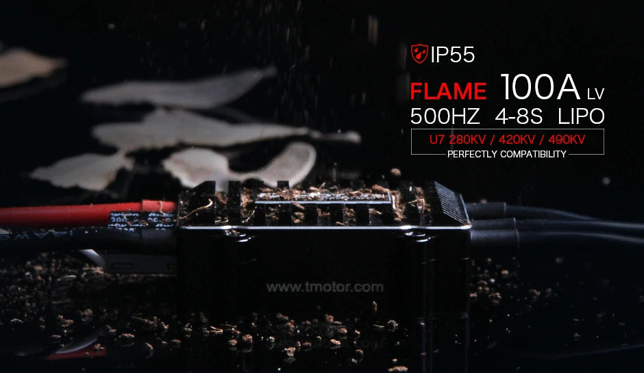 T-motor  FLAME 100A LV 6S ESC, WWWtmotor com: IP5S FLAME IOOA LV 5O