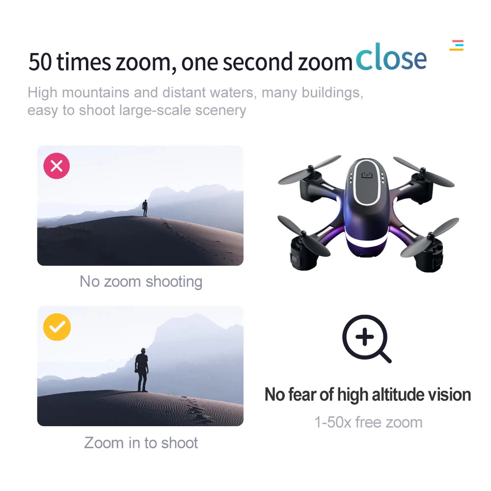 50 times zoom, one second zoomclose high mountains and distant waters,