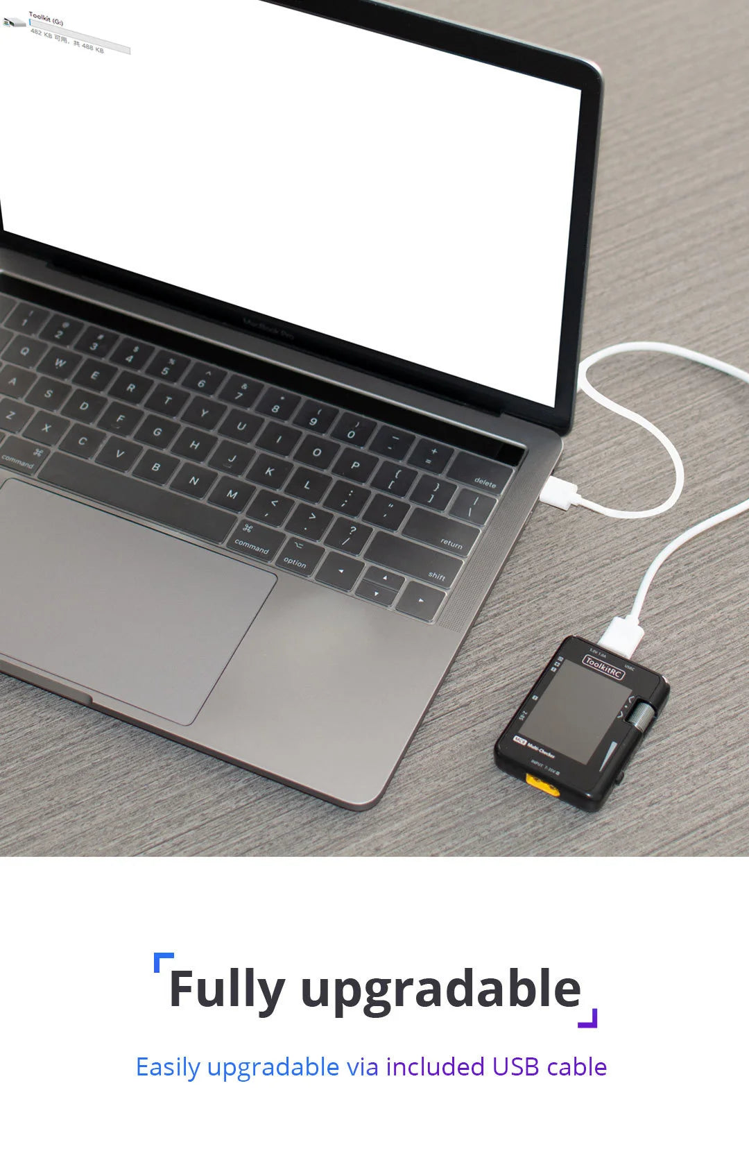 MC8详情页en_08.jpg ToolkitRC MC8, Easily upgradable via included USB cable toclla 44' delcto