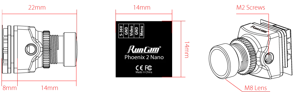 RunCam Phoenix 2 Analog FPV Camera,  1/2'' big image sensor  /2.0 big aperture  Excellent