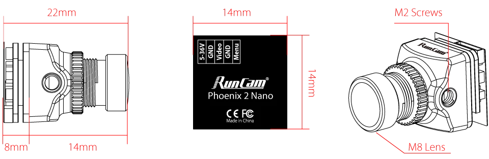 RunCam Phoenix 2 Analog FPV Camera - 1/2.8" 1000TVL Joshua COMS PAL / NTSC Switchable for Drone 21 RunCam Phoenix 2 Analog FPV Camera, 1/2'' big image sensor /2.0 big aperture Excellent