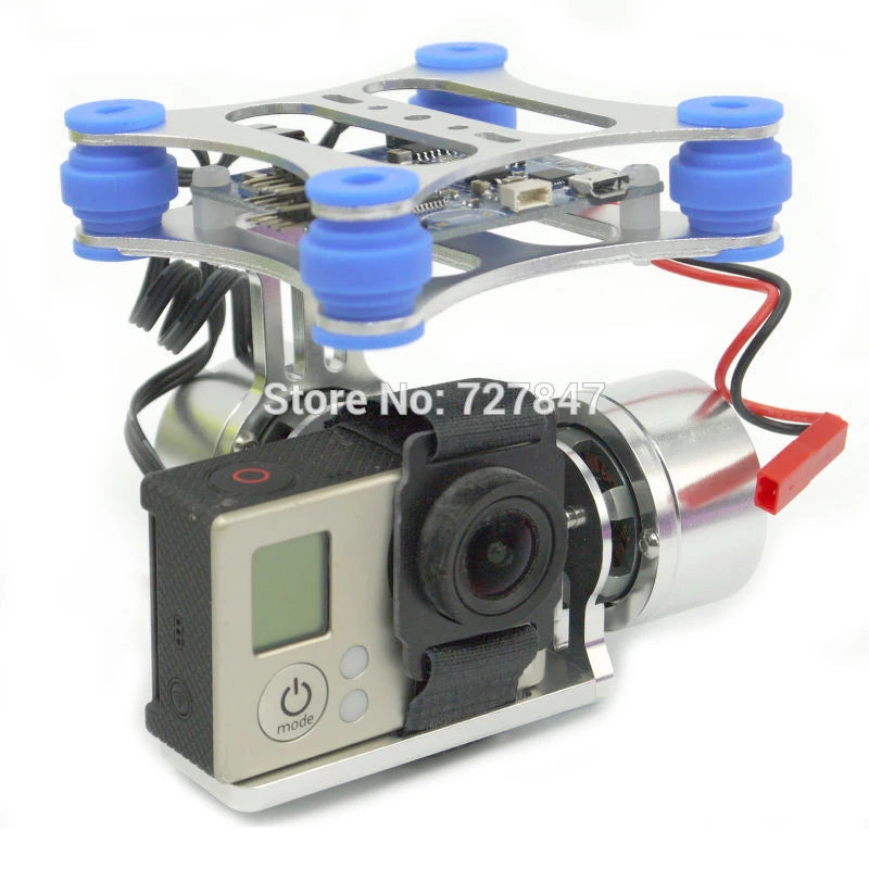 RTF 2 Axis Metal Brushless Gimbal, anti-vibration rubber balls,easy to adjust.