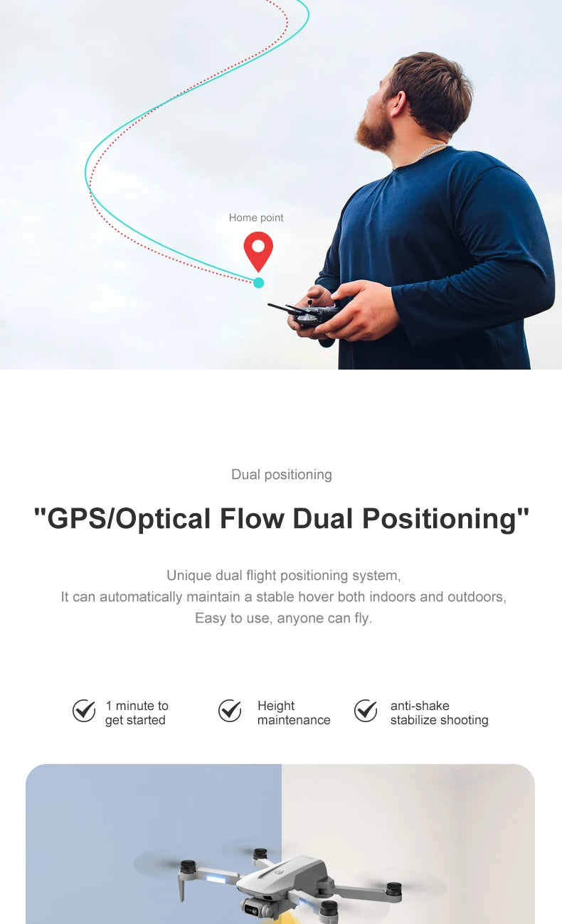 4DRC F8 Drone, "gpsioptical flow dual positioning" is a