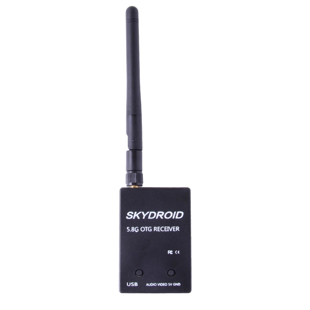 Skydroid UVC Single Control Receiver, Skydroid receiver for Android devices, offering 5.8G connectivity, USB audio/video, and 150-channel selection.