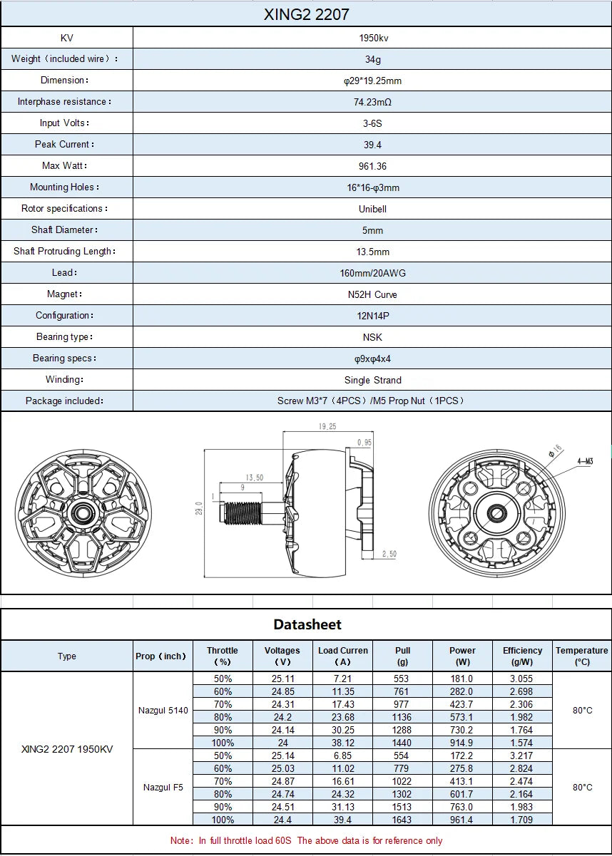 iFlight XING2 2207 1950KV RAINBOW FPV Motor Unibell with 5mm titanium alloy shaft for FPV part 6 iFlight XING2 2207 1950KV RAINBOW FPV Motor, XING2 2207 1950kv Weight ( included wire ) 34g Dimension