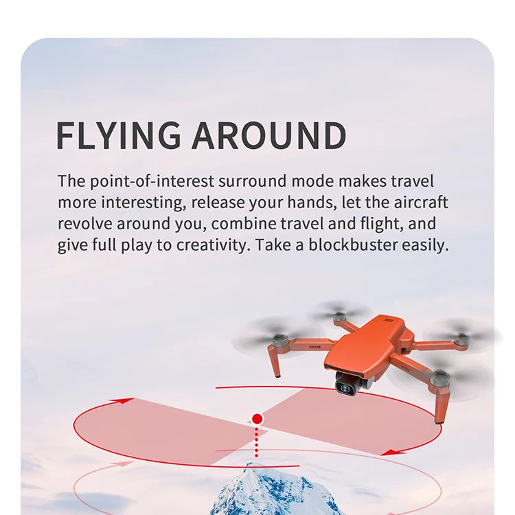 G108 Pro MAx Drone, FLYING AROUND The point-of-interest surround mode makes travel more interesting