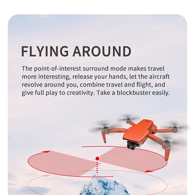 G108 Pro MAx Drone, FLYING AROUND The point-of-interest surround mode makes travel more interesting 