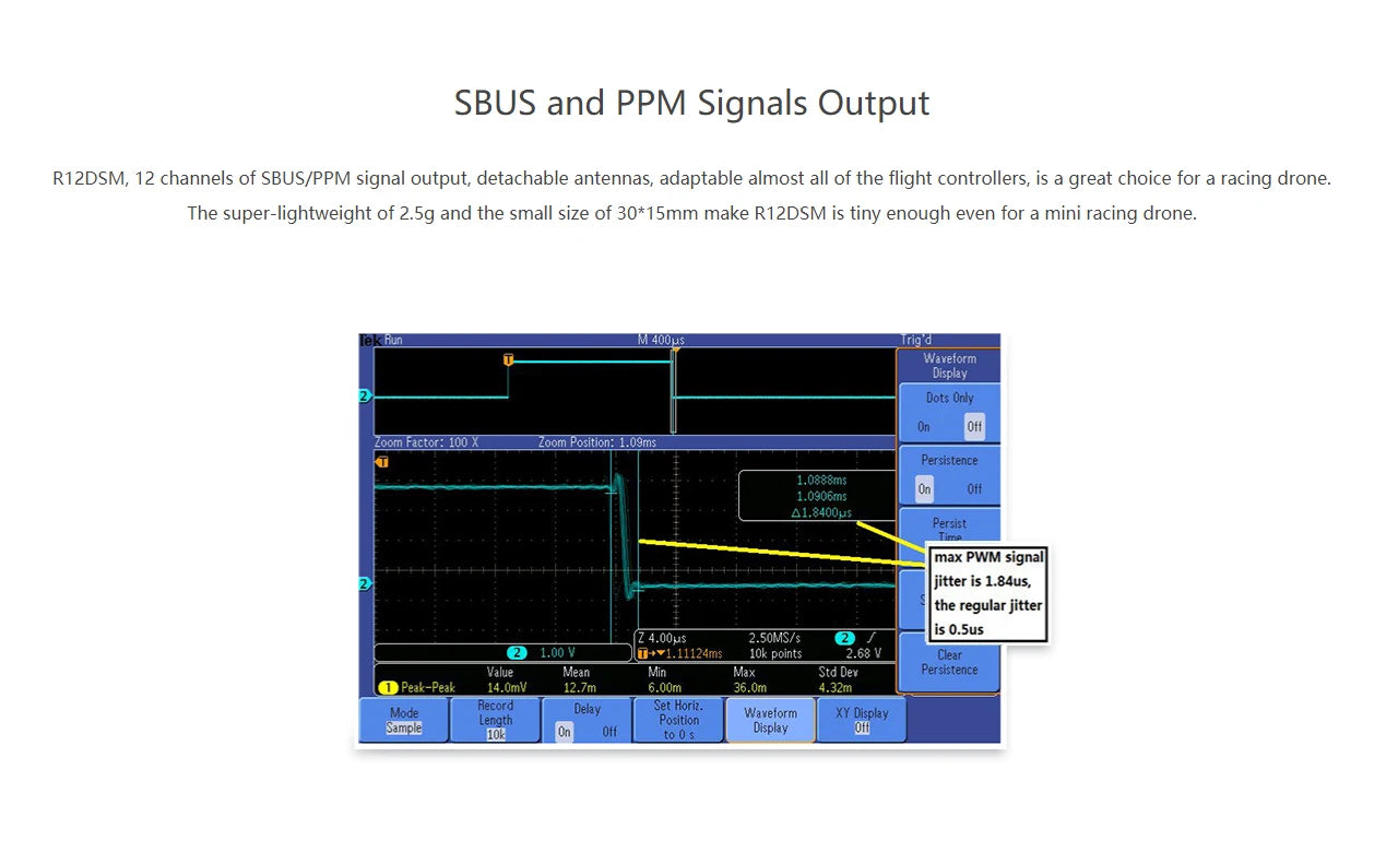 Radiolink mini osd R12DSM R9DS R8FM R8EF R8FM R6DSM R6FG R8SM R7FG SUI04 Rc Receiver 2.4G Signal for RC Transmitter 57 small size of 30*15mm makes R1ZDSM a great choice for