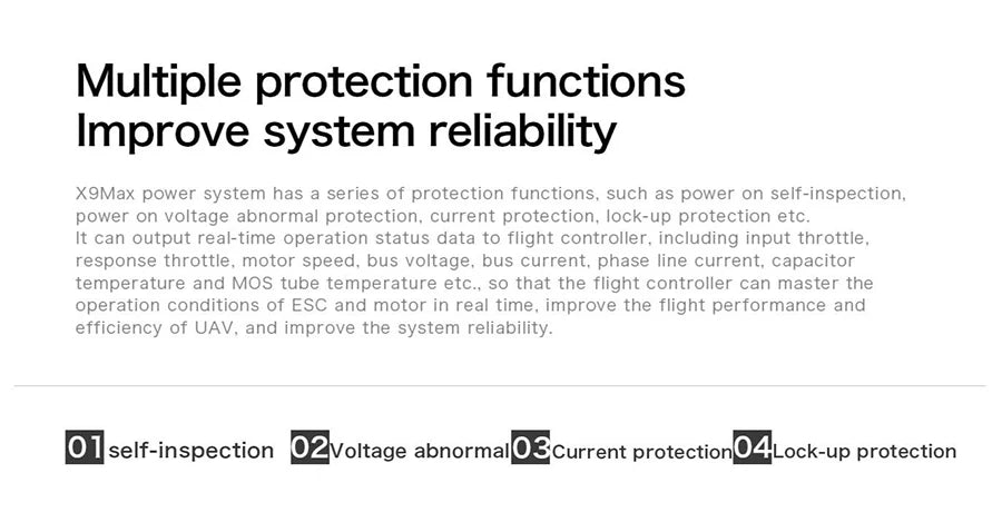 Hobbywing X9 MAX Power system - 9626 100KV motor, Hobbywing X9 MAX Power system, X9Max power system can output real-time operation status data to flight controller .