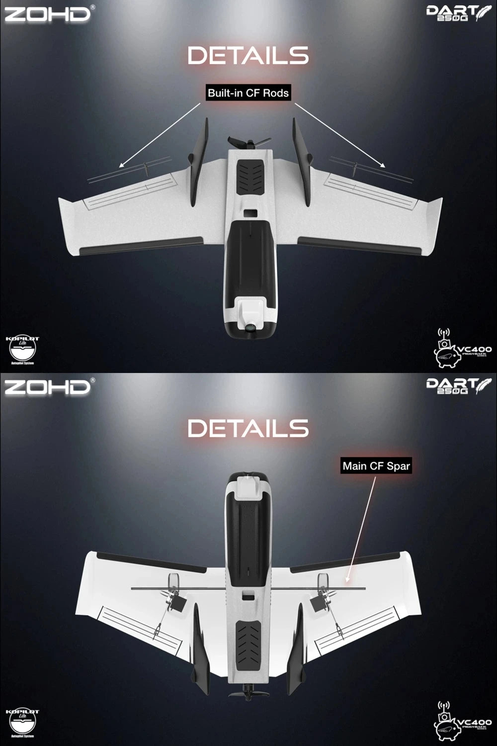 ZOHD Dart Wingspan RC Airplane, ZOHID DDszt( DETAILS Built-in CF Rod