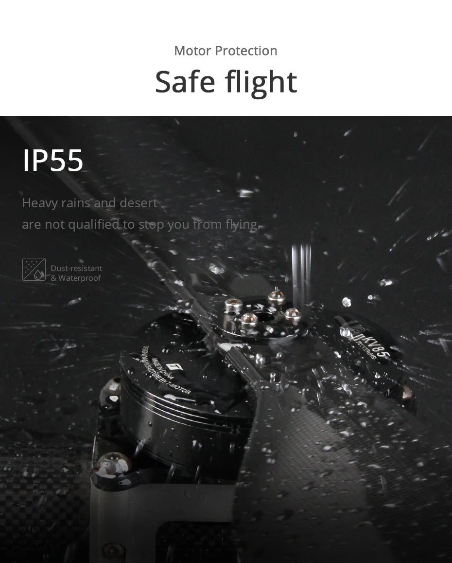 T-motor, Motor Protection Safe flight IPSS Heavy rains and desert are not qualified to stop from Dust-