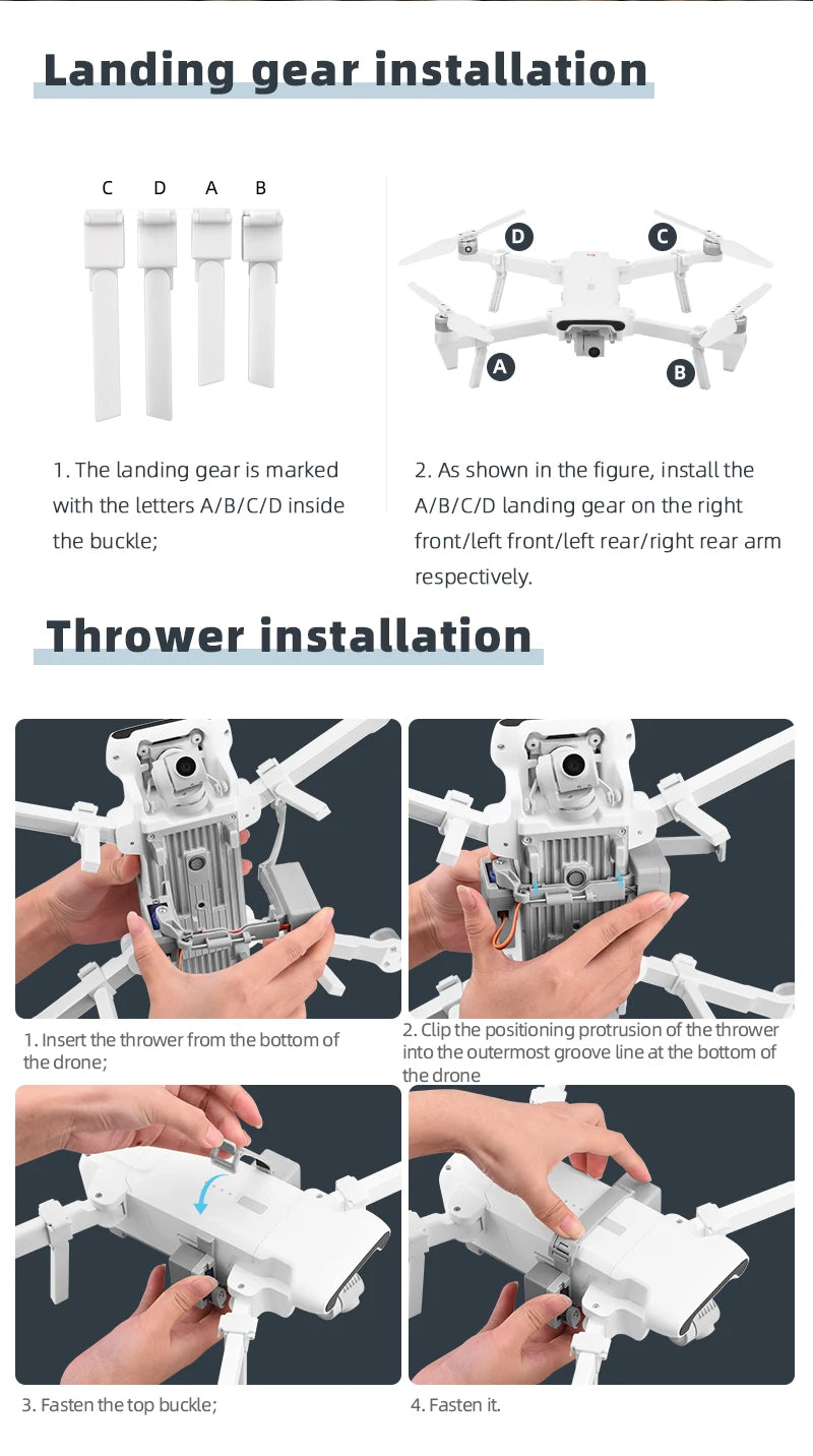 Drone Airdrop, install the with the letters A/B/CID inside the . outermost groove line