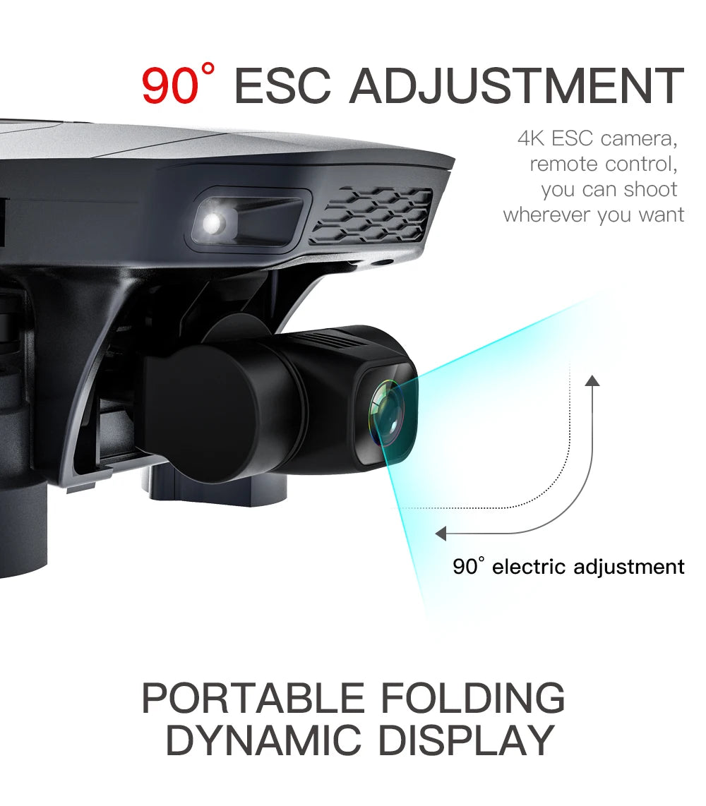 SG907 MAX Drone - 4K HD Professional 3-Axis Gimbal Brushless Motor 5G WIFI GPS HD Dual Camera Foldable Quadcopter FPV RC Dron Professional Camera Drone 50 SG907 MAX Drone, 90" electric adjustment 4k ESC camera, remote control; you can shoot wherever you want