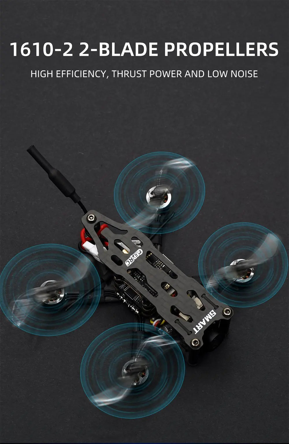 GEPRC SMART 16 Freestyle FPV Drone, 1610-2 2-BLADE PROPELLERS HIGH EFFICIENCY, THR