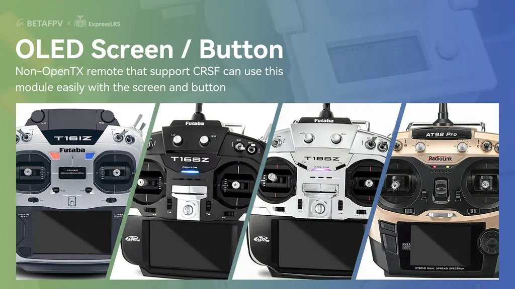 BETAFPV ExpressLRS ELRS - Micro RF TX Module ELRS 2.4G 915MHz 868MHz With Wifi OLED Screen for TX16S TX12 X9D Plus Q X7 Futaba FPV Drone Airplane 10 BETAFPV ExpressLRS ELRS, ExpressLRs OLED Screen Button Non-OpenTX remote that support CRSF