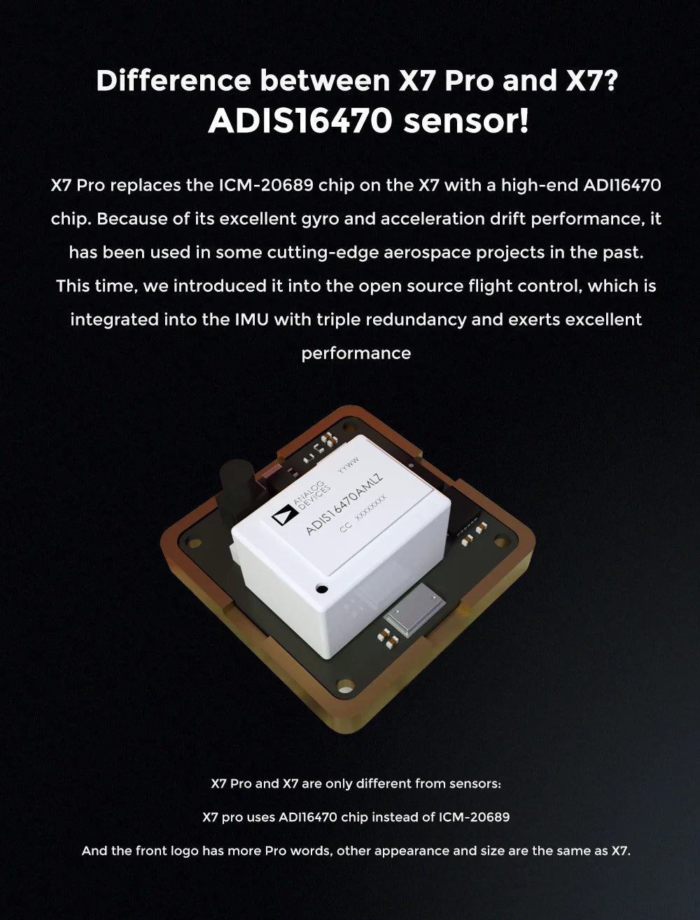 CUAV X7 / X7 Pro Flight Controller, ADIS16470 sensorl X7 Pro replaces the ICM-20689 chip