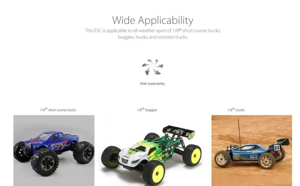 Hobbywing Quicrun 8BL150 ESC, ESC is applicable t0 all-weather sport of 1/8*h short course trucks