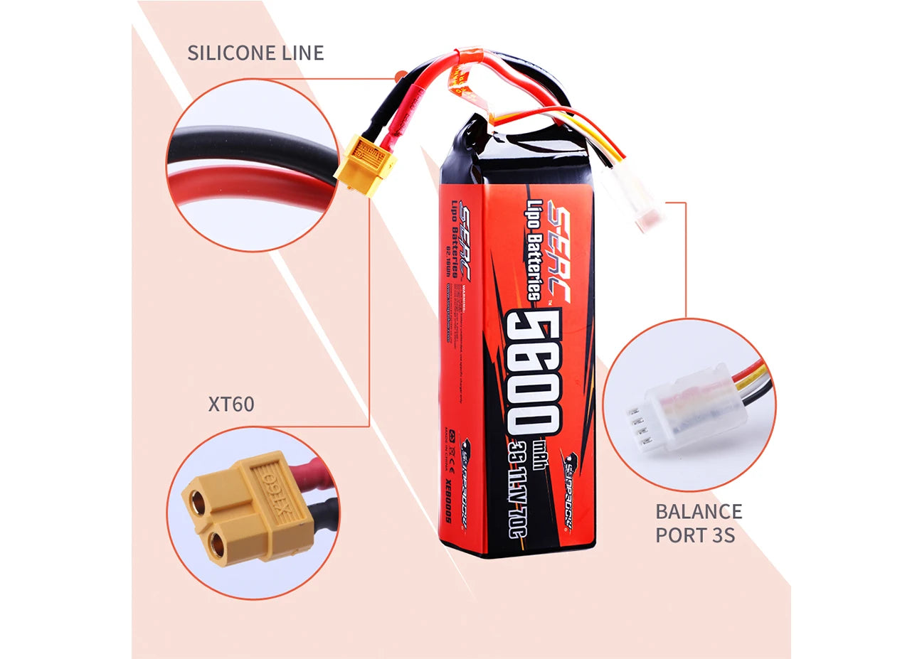 SUNPADOW 3S Lipo Battery 11.1V 5600mAh 7100mAh