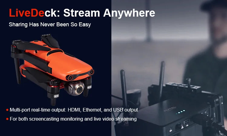 Autel evo II - 20km long range transport agricultura aircraft gps 8k camera 1080p 4k hd for drone uav quadcopter Professional Camera Drone 12 Autel evo II, Multi-port real-time output: HDMI, Ethernet; and USB output For both screencast
