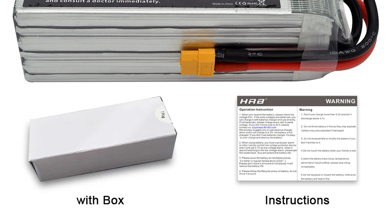 2PCS HRB 6S 22.2V Lipo Battery, Ieta Tean 3 HAD WARNING Octritieniien pt