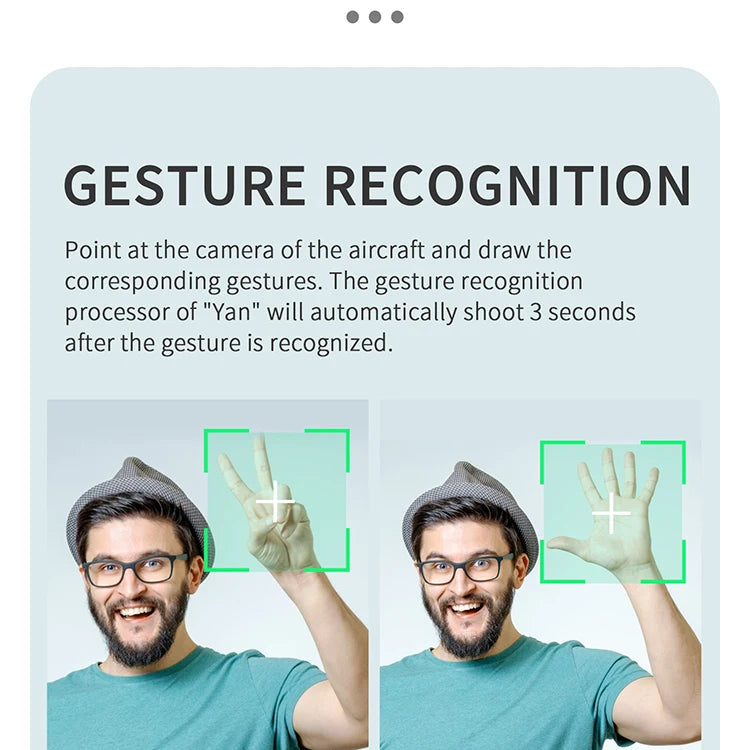 G108 Pro MAx Drone, the gesture recognition processor of "Yan will automatically shoot 3 seconds after the gesture is recognized