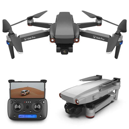 106 Pro GPS Drone - 4K HD Câmera dupla de três eixos Gimbal anti-vibração 5G WIFI FPV Motor sem escova Dobrável Quadcopter Brinquedo para presente Câmera profissional Drone