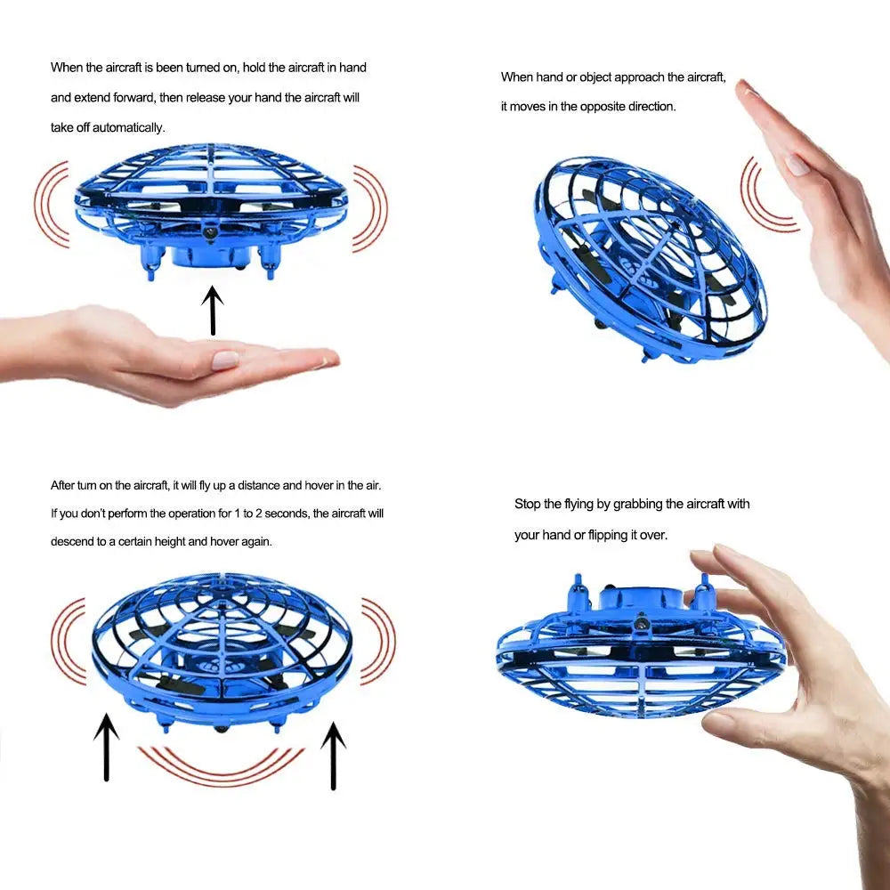 UFO Drone - Mini Helicopter Infraed Hand Sensing Aircraft Electronic Model Quadcopter flayaball Small drohne Toys For Children 20 UFO Drone, hold the aircraft in hand when hand or object approach the aircraft .