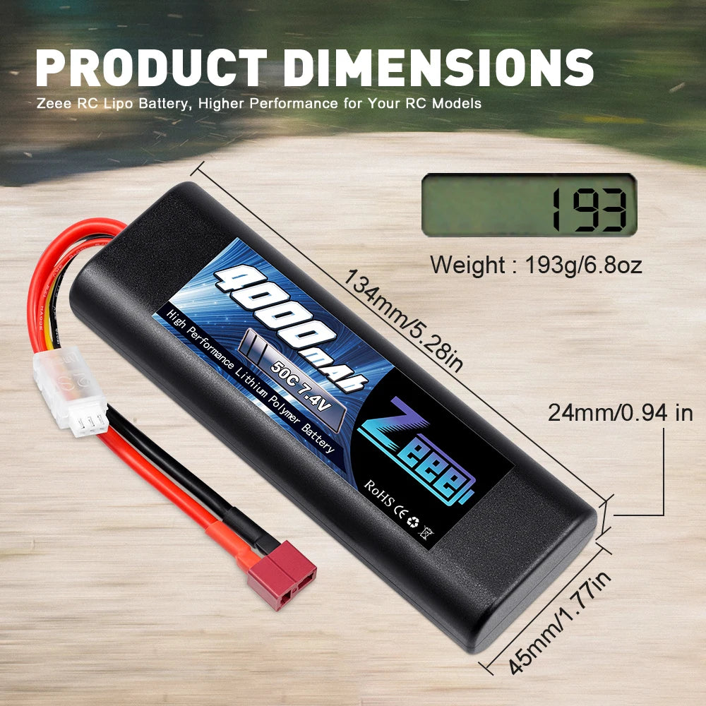 Zeee 7.4V 50C 4000mAh Lipo Battery, Zeee RC Lipo Battery, Higher Performance for Your RC Models 93