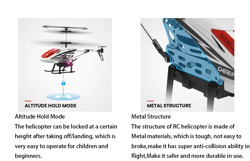 DEERC DE51 Rc Helicopter, c ALTITUDE HOLD MODE METAL STRUCTURE The structure