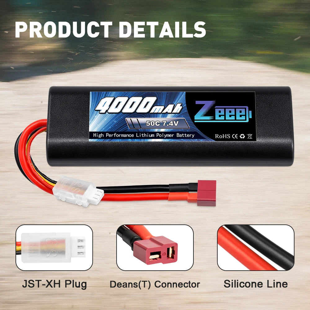 Zeee 7.4V 50C 4000mAh Lipo Battery, Qpbbzas ZCeeB 50C 7.4V Per formance