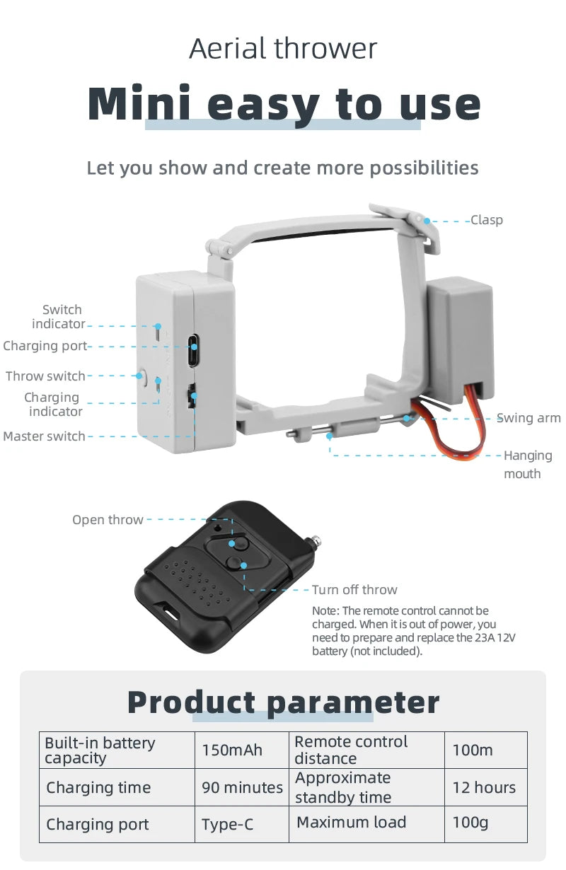 Aerial thrower Mini easy to use Let you show and create more possibilities Clasp