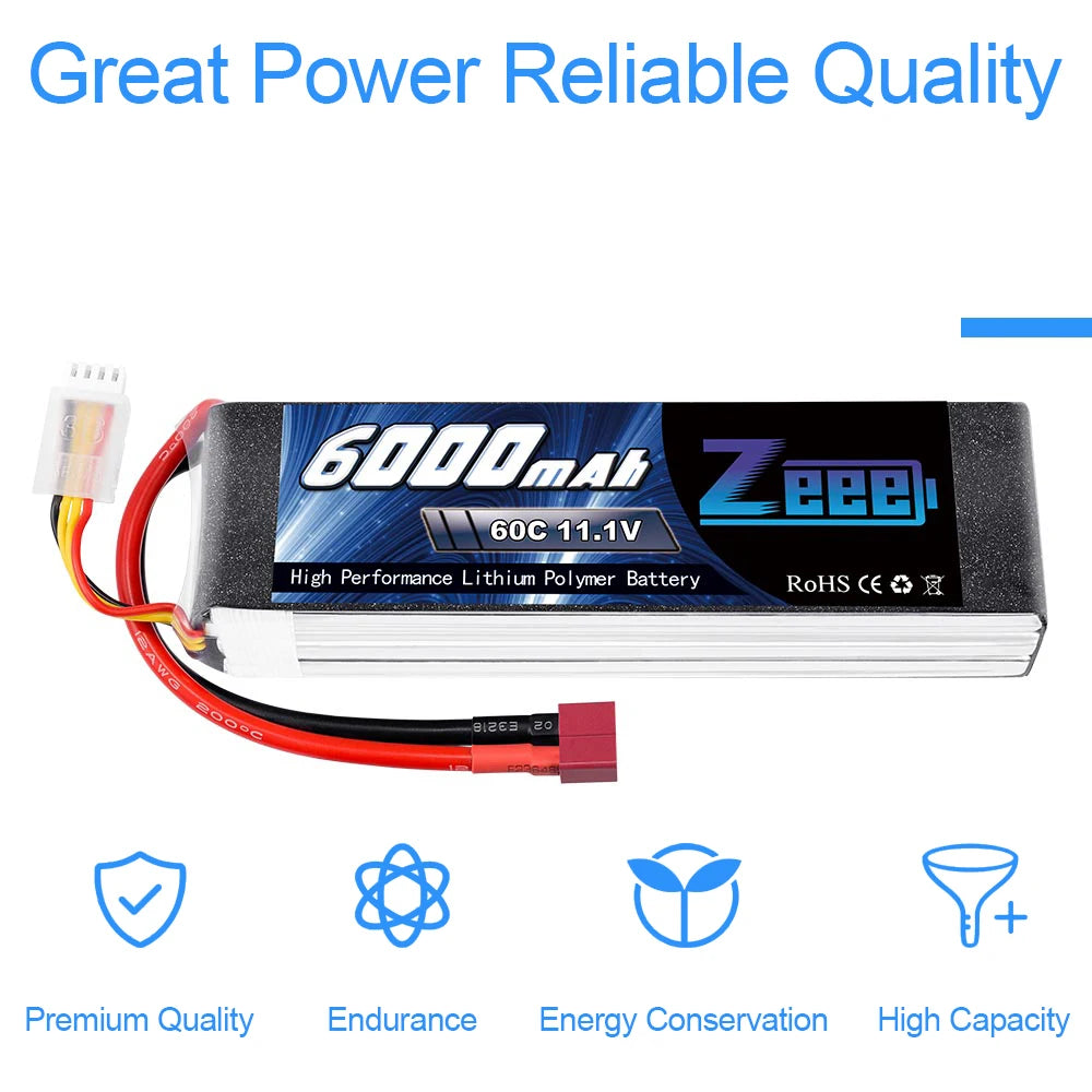 Zeee Lipo Battery, Great Power Reliable Quality 6DDDmat EEB 60C 11.1V High Performance Li