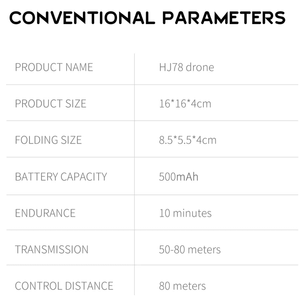 HJ78 Mini Drone, conventional parameters product name hj78 drone product size 16*16