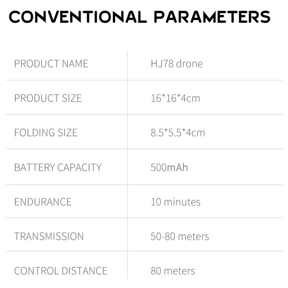 HJ78 Mini Drone - 4k Professional HD Dual Camera WIFI FPV Foldable Quadcopter Fixed Height RC Helicopter Gift Toys 38 HJ78 Mini Drone, conventional parameters product name hj78 drone product size 16*16
