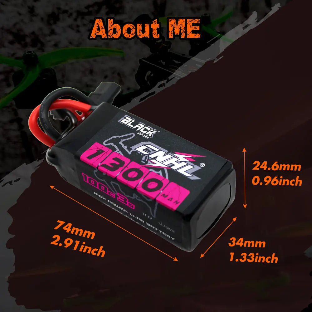 CNHL RC 2S 4S 5S 6S Lipo Battery for FPV Drone, ME 24.6mm 0.96inch 34mm 1.33inch BLAEK RINBT