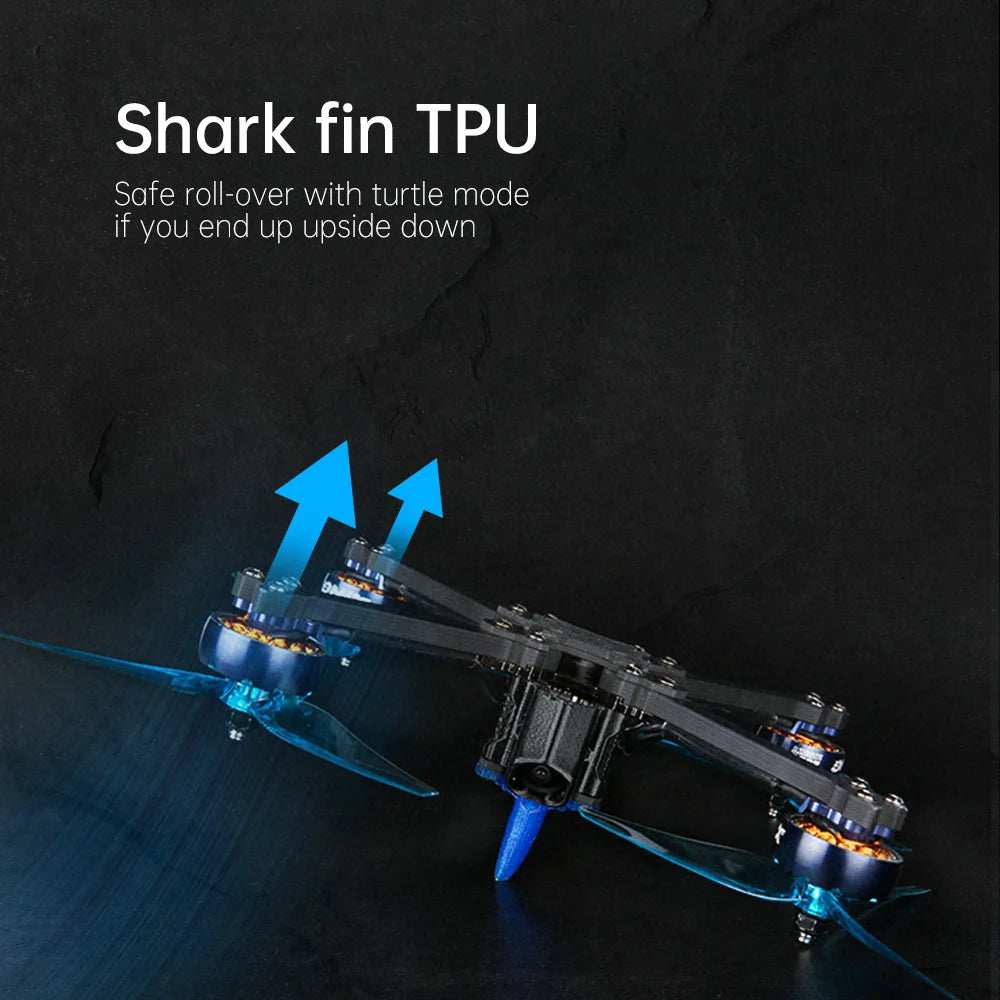 Shark fin TPU Safe roll-over with turtle mode if you end up upside