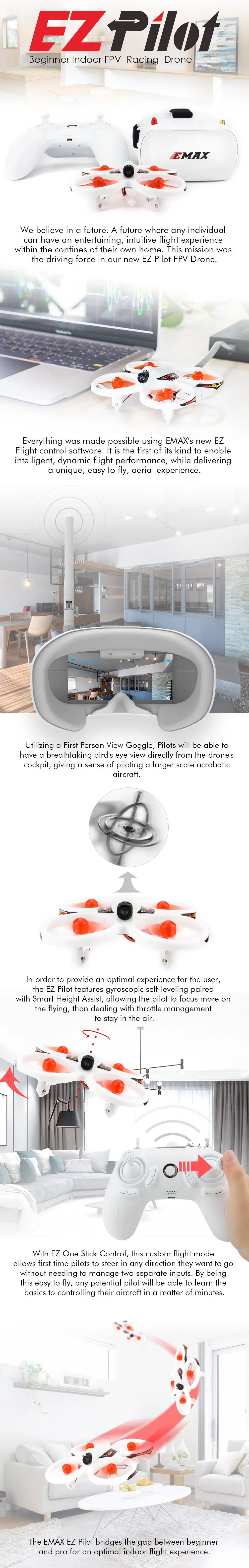 EMAX EZ Pilot 82MM Mini FPV Racing Drone - 5.8G With Camera Goggle Glasses RC Drone 2~3S RTF Version RC Toys Gift 16 EMAX EZ Pilot 82MM Mini FPV Racing Drone, EMAX's new EZ Flight control software is the first of its kind to enable