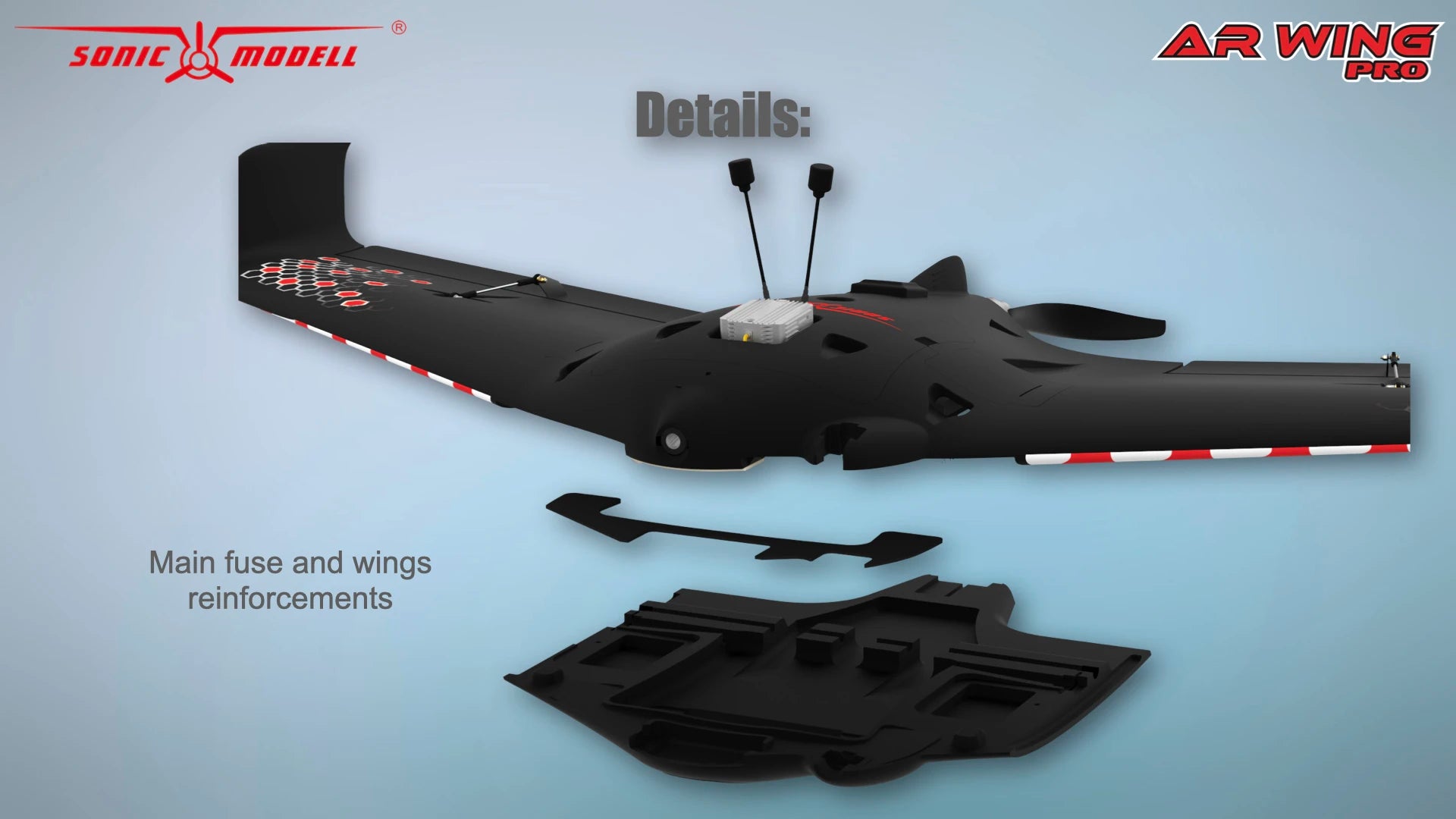 somic MODELL ARWING PRO Details: Main fuse and wings reinforcement